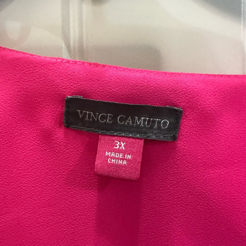 NWT Vince Camuto Fuchsia V-Neck Blouse 3x boho - Picture 2 of 7